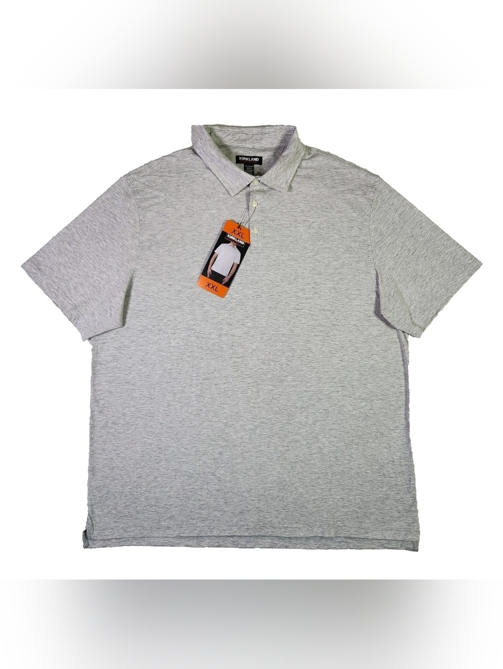 Kirkland Signature Mens XXL Polo Shirt Gray Heather Cotton Silk Comfort Stretch
